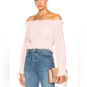 Norma Kamali Smocked Peasant Top